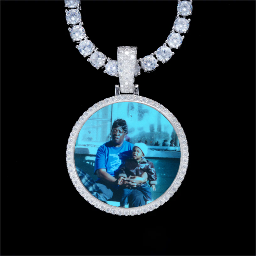 925S & VVS Moissanite 3D Circle Custom Picture Pendant