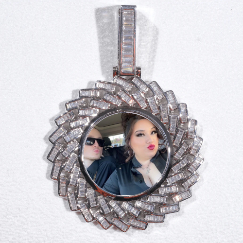 Large 3D Baguette Custom Picture Pendant
