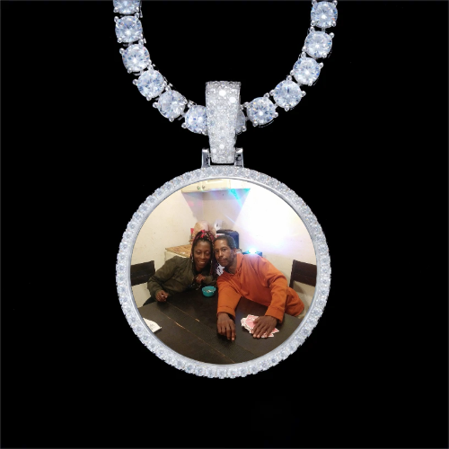 925S & VVS Moissanite 3D Circle Custom Picture Pendant