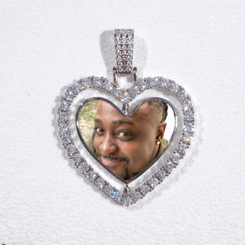 3D Spinning 2-Faced Heart Custom Picture Pendant
