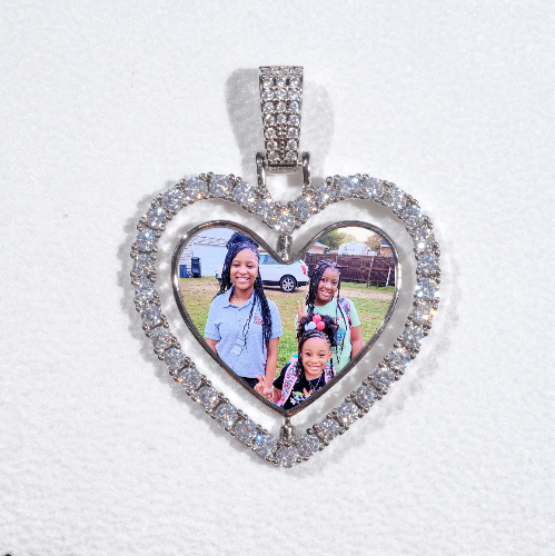 3D Spinning 2-Faced Heart Custom Picture Pendant