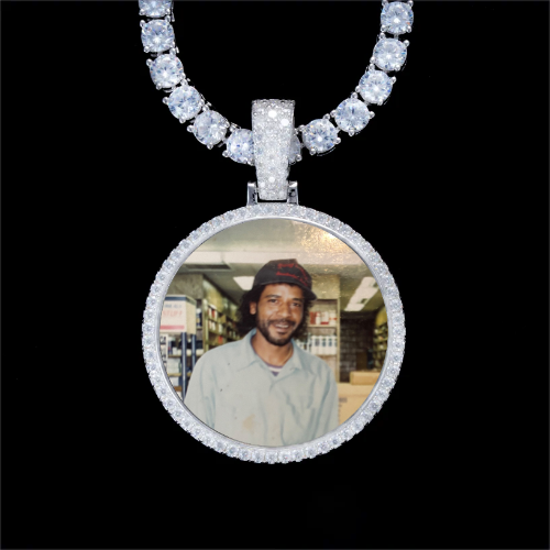 925S & VVS Moissanite 3D Circle Custom Picture Pendant
