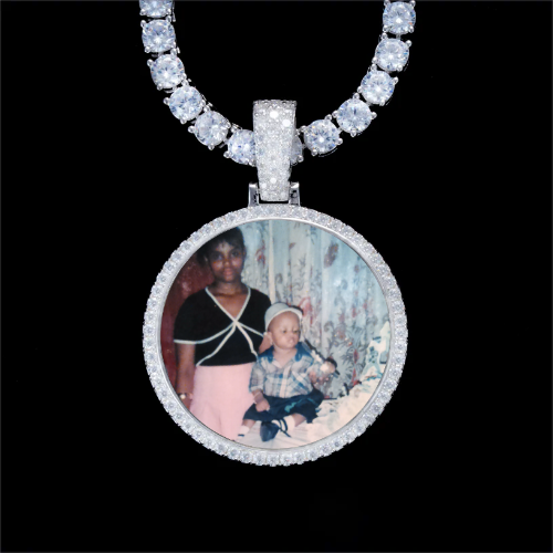 925S & VVS Moissanite 3D Circle Custom Picture Pendant