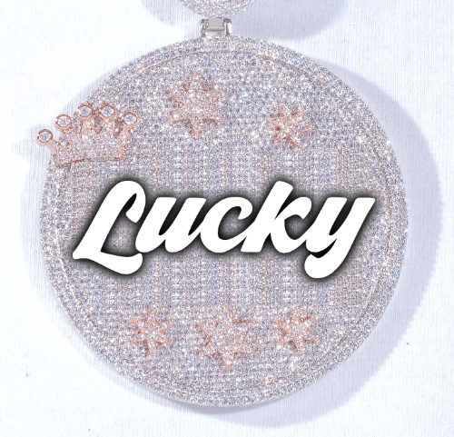 CUSTOM LETTER NECKLACE 3D BIG CROWN DISC