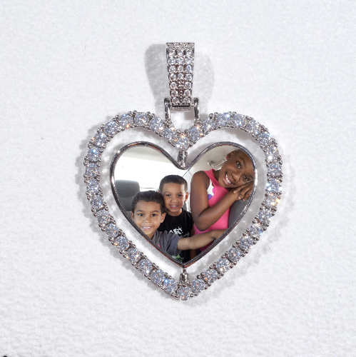 3D Spinning 2-Faced Heart Custom Picture Pendant