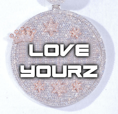 CUSTOM LETTER NECKLACE 3D BIG CROWN DISC