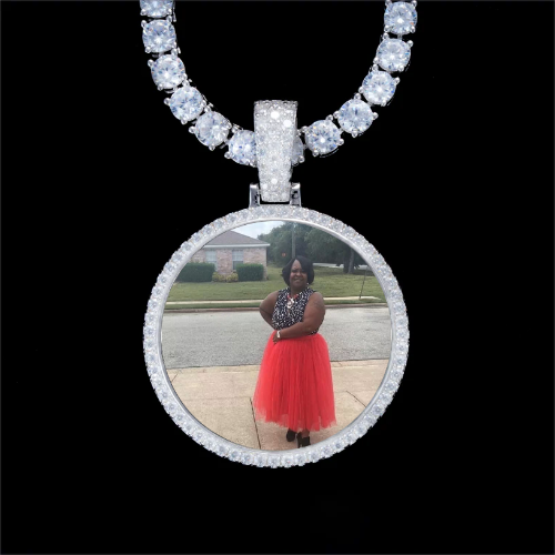 925S & VVS Moissanite 3D Circle Custom Picture Pendant