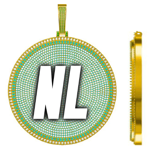 CUSTOM LETTER NECKLACE 3D BIG DISC