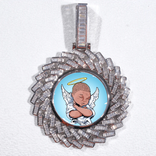 Large 3D Baguette Custom Picture Pendant