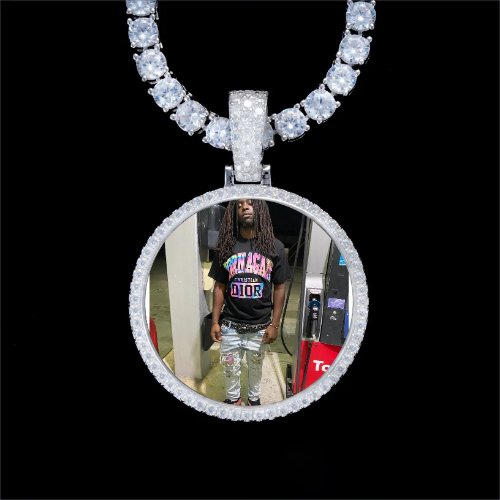 925S & VVS Moissanite 3D Circle Custom Picture Pendant