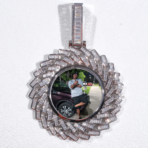 Large 3D Baguette Custom Picture Pendant