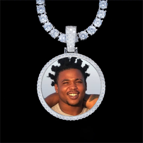925S & VVS Moissanite 3D Circle Custom Picture Pendant