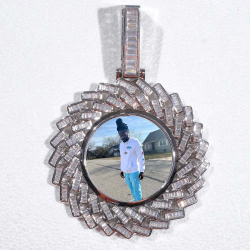 Large 3D Baguette Custom Picture Pendant