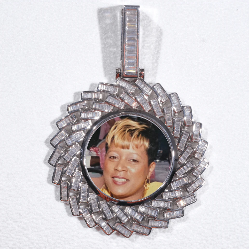 Large 3D Baguette Custom Picture Pendant