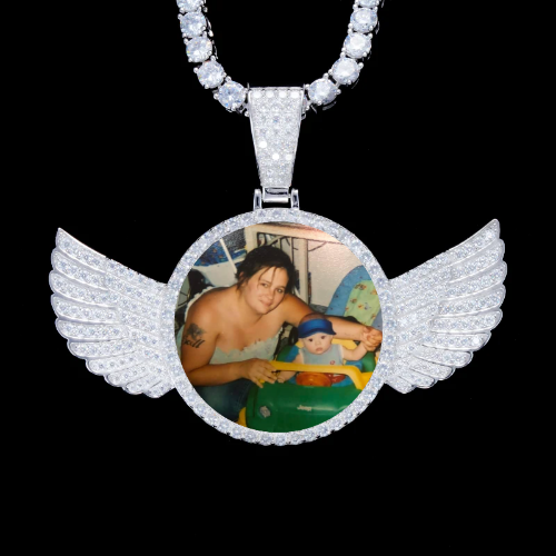 925S & VVS Moissanite 3D Wing Custom Picture Pendant