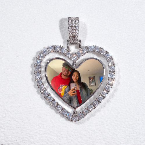 3D Spinning 2-Faced Heart Custom Picture Pendant