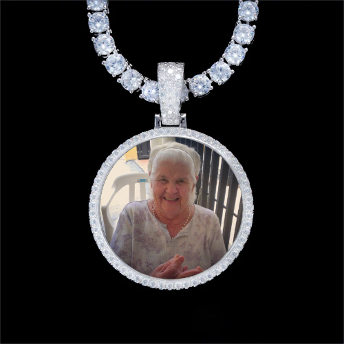925S & VVS Moissanite 3D Circle Custom Picture Pendant