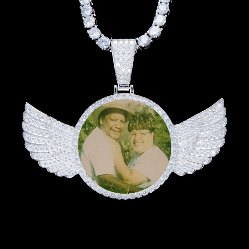 925S & VVS Moissanite 3D Wing Custom Picture Pendant