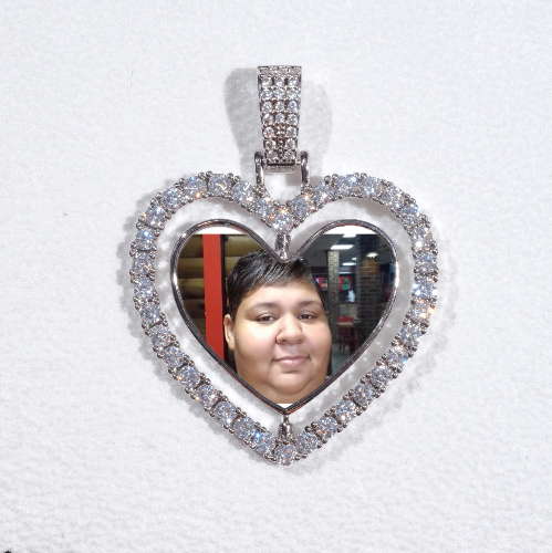 3D Spinning 2-Faced Heart Custom Picture Pendant