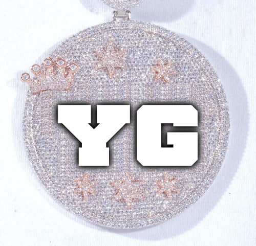 CUSTOM LETTER NECKLACE 3D BIG CROWN DISC