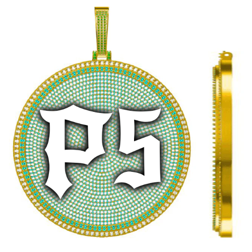 CUSTOM LETTER NECKLACE 3D BIG DISC