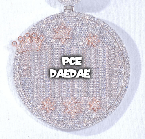 CUSTOM LETTER NECKLACE 3D BIG CROWN DISC
