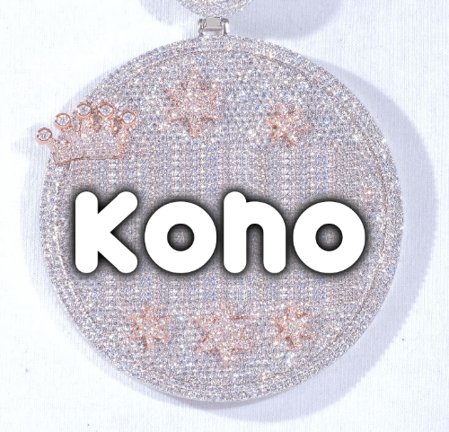CUSTOM LETTER NECKLACE 3D BIG CROWN DISC