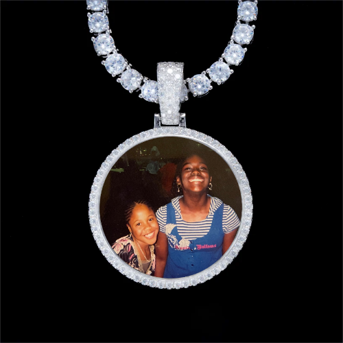 925S & VVS Moissanite 3D Circle Custom Picture Pendant