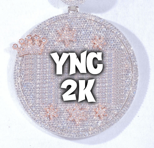CUSTOM LETTER NECKLACE 3D BIG CROWN DISC