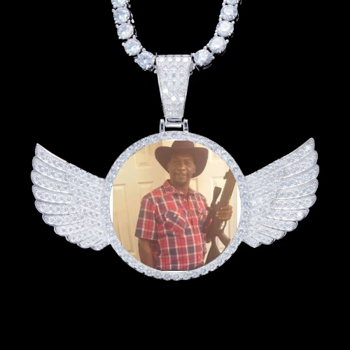 925S & VVS Moissanite 3D Wing Custom Picture Pendant