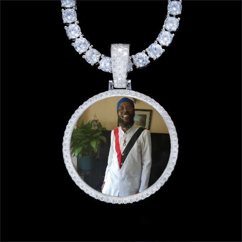 925S & VVS Moissanite 3D Circle Custom Picture Pendant