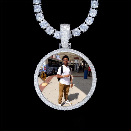 925S & VVS Moissanite 3D Circle Custom Picture Pendant