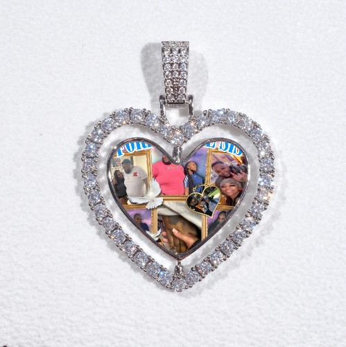 3D Spinning 2-Faced Heart Custom Picture Pendant