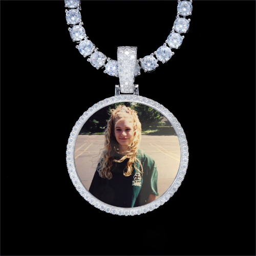 925S & VVS Moissanite 3D Circle Custom Picture Pendant