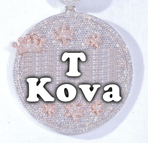 CUSTOM LETTER NECKLACE 3D BIG CROWN DISC