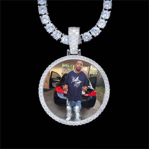 925S & VVS Moissanite 3D Circle Custom Picture Pendant