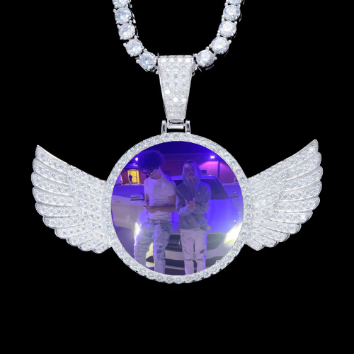 925S & VVS Moissanite 3D Wing Custom Picture Pendant