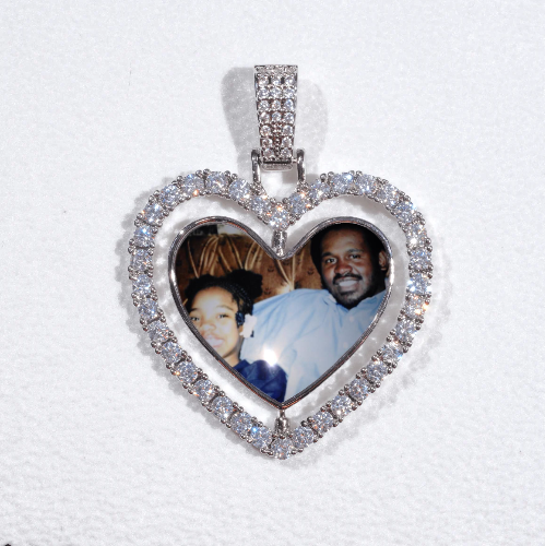 3D Spinning 2-Faced Heart Custom Picture Pendant
