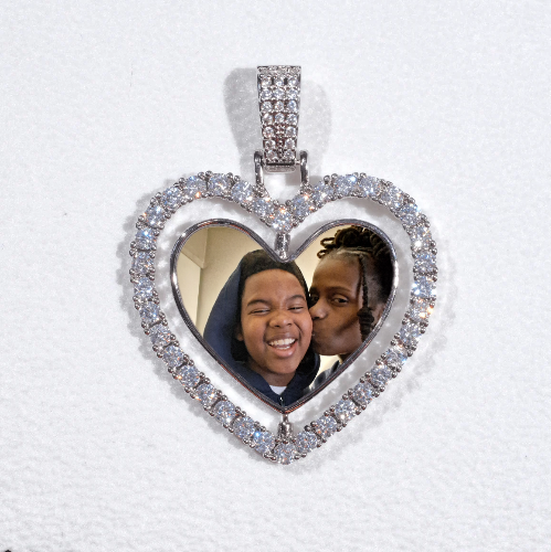 3D Spinning 2-Faced Heart Custom Picture Pendant