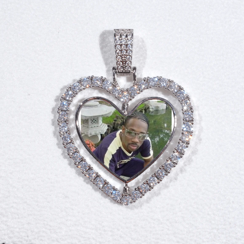 3D Spinning 2-Faced Heart Custom Picture Pendant