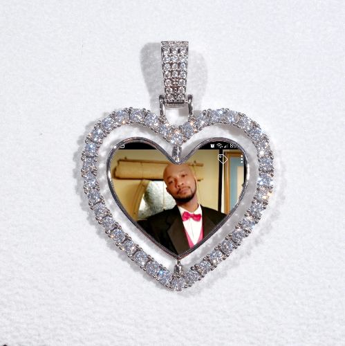 3D Spinning 2-Faced Heart Custom Picture Pendant
