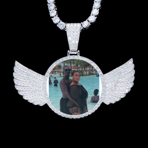 925S & VVS Moissanite 3D Wing Custom Picture Pendant