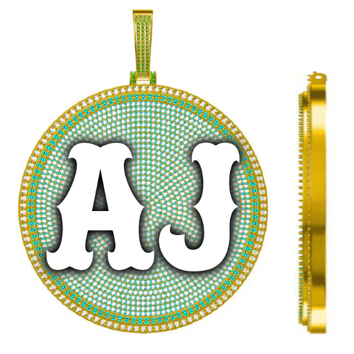 CUSTOM LETTER NECKLACE 3D BIG DISC