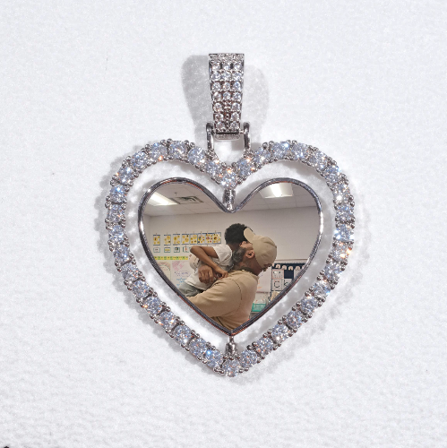 3D Spinning 2-Faced Heart Custom Picture Pendant