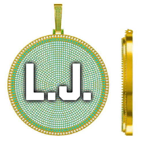 CUSTOM LETTER NECKLACE 3D BIG DISC
