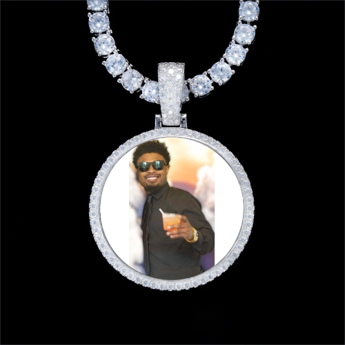 925S & VVS Moissanite 3D Circle Custom Picture Pendant