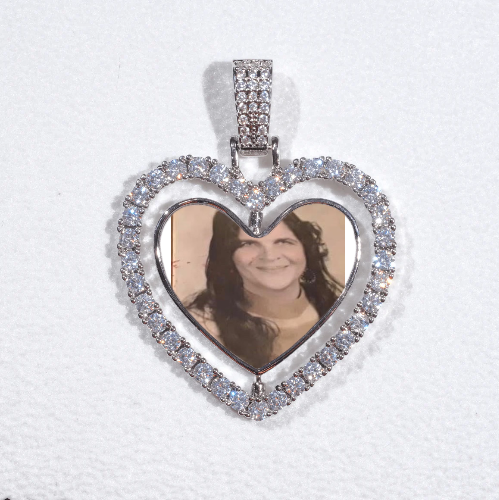 3D Spinning 2-Faced Heart Custom Picture Pendant