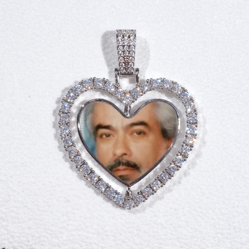 3D Spinning 2-Faced Heart Custom Picture Pendant