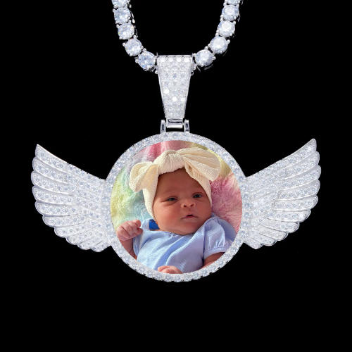 925S & VVS Moissanite 3D Wing Custom Picture Pendant