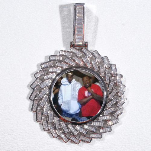Large 3D Baguette Custom Picture Pendant